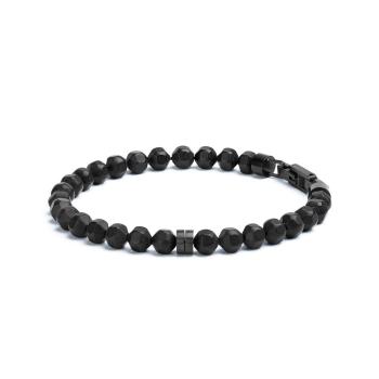 Armband mit 6 mm mattschwarzem Achatstein und Titanelement - Hexa Mat Black